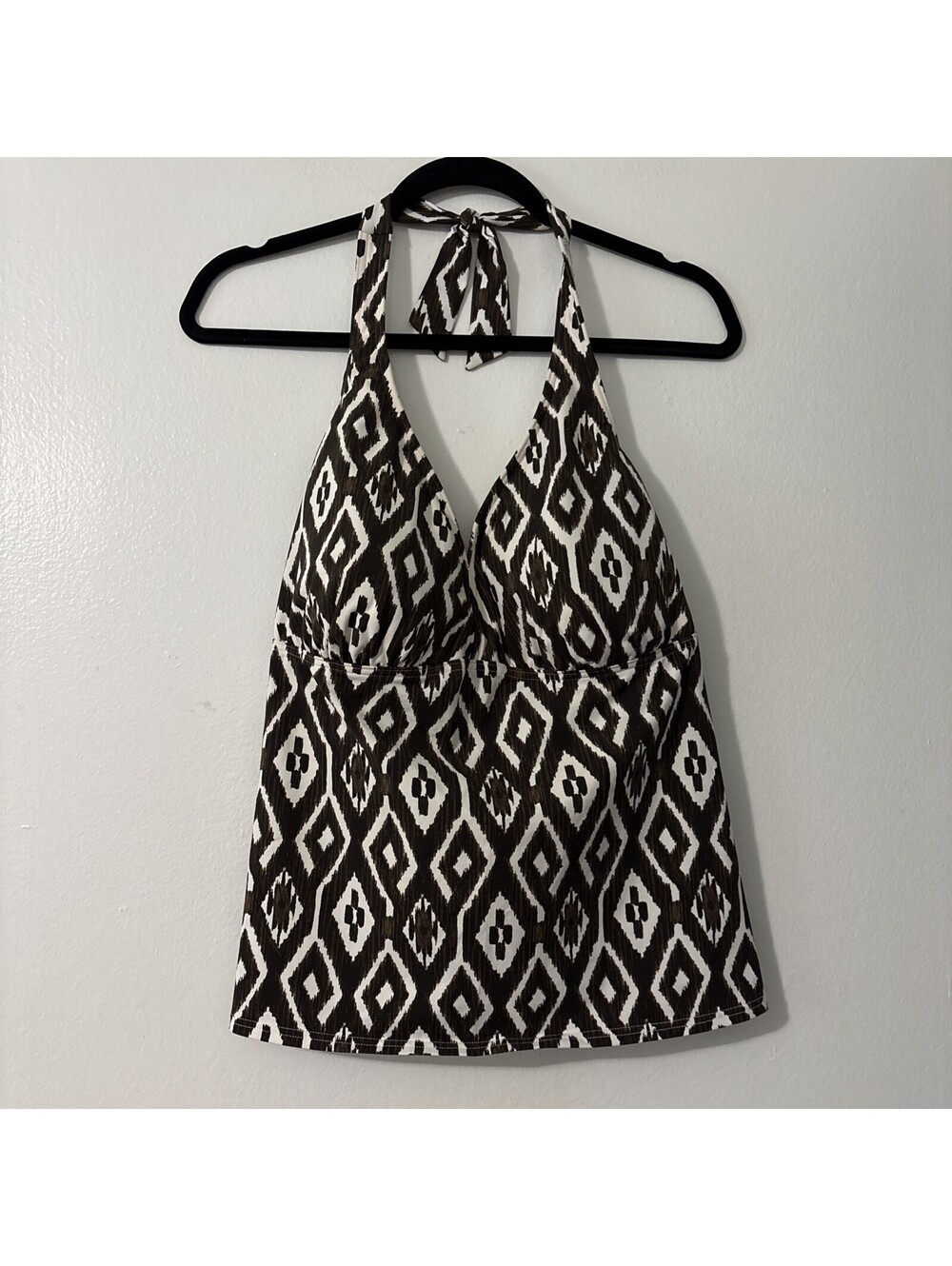 Lands End Tankini Swim Top Womens 18 Geometric Artsy Lined Bra Coastal Resort